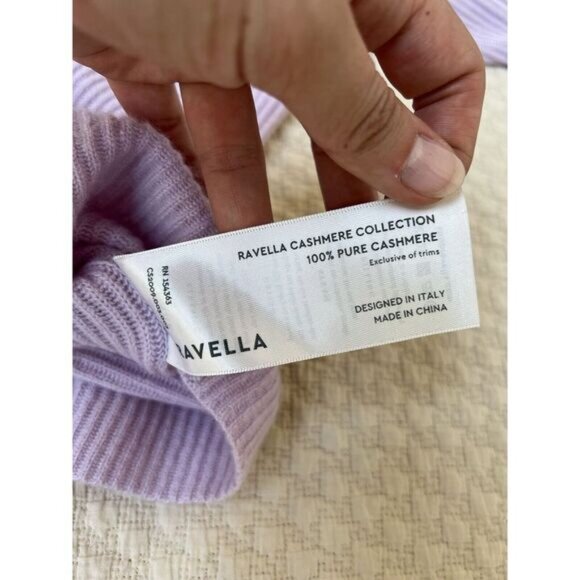 Ravella Valentina Cashmere Cardigan Lavender Lilac Womens Size XL Pearl Buttons - Picture 9 of 16